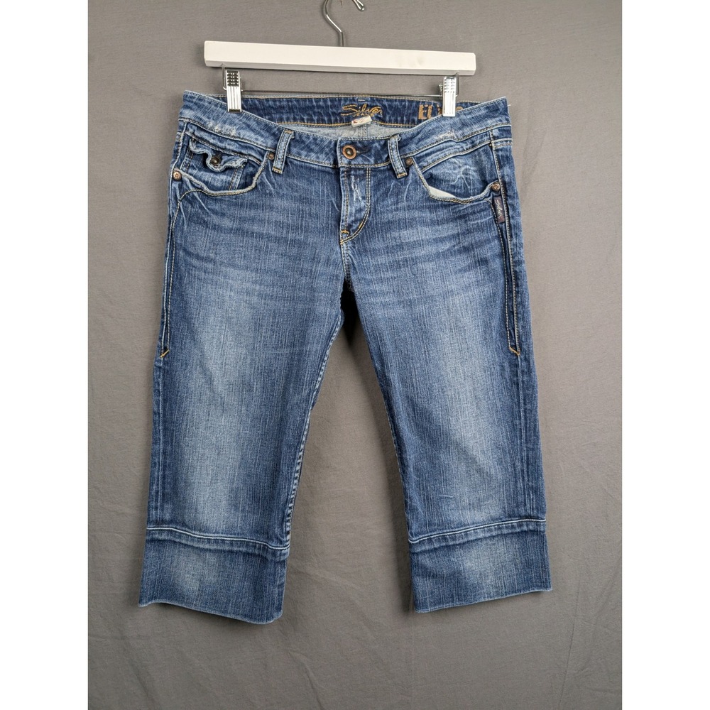 Silver Jeans Elyssa Mid Rise Capri Crop Jeans Blue Wash Size 32